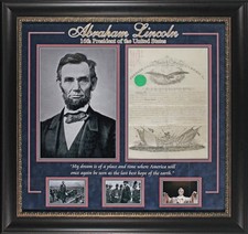 Abraham Lincoln Signed & Framed 15.75x19.75 1864 Military Appointment BAS LOA picture
