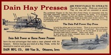 1911 Dain Mfg. Hay Presses of Ottumwa, Iowa NEW Sign 18x36