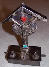 Vintage Bear Step Sterling Silver Turquoise Coral Crucifix Rosary Home Altar picture