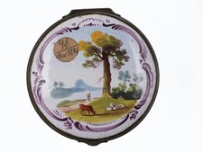 c1750's Battersea snuff box n picture