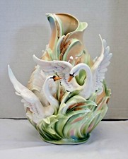 FRANZ Art Nouveau Porcelain Swan Vase Signed By Ho Shun & G.G. Santiago 2007 picture