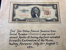 Apollo 15 Flown to the moon crew signed two dollar bill picture