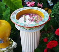 THE BABA NYONYA BASIN vtg chinese porcelain bowl peranakan straits pottery bird picture