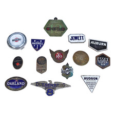 Rare Cars Lot of 14 Early 1900's Car Badges and 1960's Chrysler Horn Button picture
