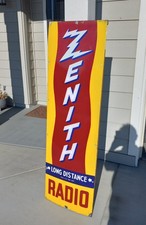 Zenith Dealer PORCELAIN Sign 1930s ORIG VINTAGE 60x 18