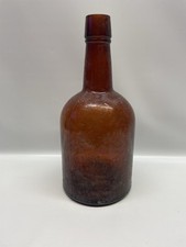 Antique Amber Hand-Blown Liquor Bottle - Applied Lip - Circa 1860s-1880s picture