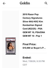 2010 Leaf Pop Century Gold Kim Kardashian Auto BGS 10/10 PRISTINE 5/5 Rarest 1. picture