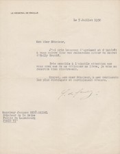 Charles DE GAULLE - Signed Tapestry Letter to Jacques DEBÛ-BRIDEL [LITERATURE] picture