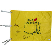 Jack Nicklaus, Arnold Palmer And Gary Player Autographed Masters Golf Pin Flag - picture