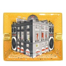 HERMES 3H Faubourg Party Ashtray Yellow Gray Porcelain 20cm x 16cm x 4cm picture