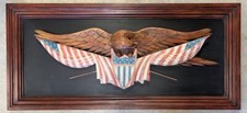 American Eagle & Flag CARVED By K William Kautz 26.5”H 59”W Monumental Folk Art picture