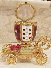 Luxury Faberge egg trinket box gift for women 24k Gold Diamond Natural egg Music picture