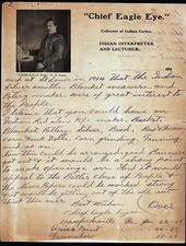 1904 - Chief Eagle Eye - Indian Curio Collector - G D Fuerst - Letter Head Bill picture