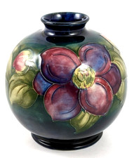 Vintage Moorcroft Pottery Flower Vase Potter To The Late Queen Mary Cobalt picture