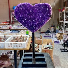 56.21LB Natural high-quality amethyst quartz crystal love decoration+bracket picture