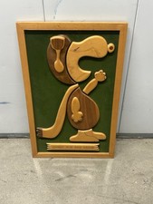 Vintage Rare Peanuts Snoopy “Curse You Red Baron” Wood Sign ~24x14 inches picture