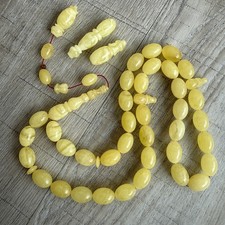 Unique honey Single Stone natural Amber Tesbih 37 Beads 18x13mm 86.6g picture