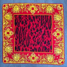 GIANNI VERSACE red fabric panel Golden Baroque & Animal size 53.5