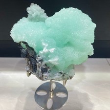 2.88LB TOP Rare Natural Blue Aragonite Quartz crystal Mineral Specimen+stand picture