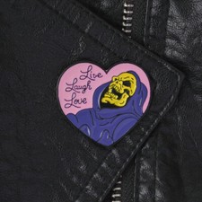 Skeletor “Live Laugh Love” Enamel Pin Badge – He-Man Retro 80s + Gift Bag picture
