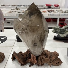 52.6LB Large A+Natural Smoky Quartz Crystal Mineral Specimen Reiki Healing+Stand picture