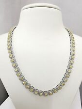 26.08 Ct Tennis Necklace 14k White Gold Natural Fancy Yellow VS1-VS2 picture