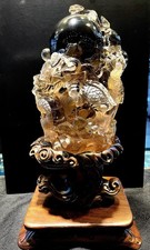 21.8LB Natural Smoky Quartz citrine Carved dragon Crystal Reiki Decor+stand picture