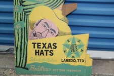 LAREDO,TEXAS WESTERN WEAR COWBOY HAT COUNTER DEALER DISPLAY ADVERTISING 1950's  picture