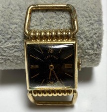 Lord Elgin Black Dial Manual Wind Men's Watch 14KGF Vintage Working picture