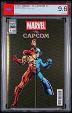 KITH MARVEL VS. CAPCOM #1 2025 RARE GOLD IRON MAN VS MEGA MAN VARIANT PSA 9.6 picture