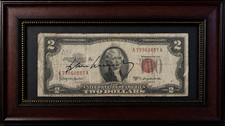 President John F. Kennedy Signed Currency - Two US Dollar Red Seal Note - JFK picture