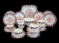WEDGWOOD - Rare Antique Transferware & Flow Blue Luncheon Set - U.K. - C.1900 picture
