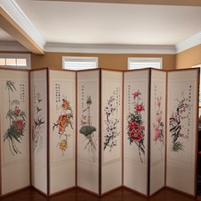 VTG Korean Traditional Folding Screen Wood Divider Byeongpung Handmade Korea picture