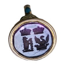 Henry Greville 3rd Earl Warwick Gold Amethyst Intaglio Wax Seal Matrix Stamp FOB picture