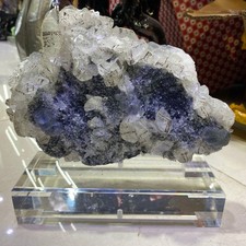 6.27LB Natural fluorite and calcite Sulfur iron Quartz Crystal Mineral +stand picture