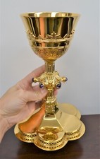 Nice Older Antique Sterling Silver Chalice, St. Gabriel w/ Purple Stones (#7027) picture
