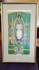 Antique English lithograph Graham Sutherland Christ in glory in the tetramorph picture