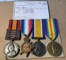 QSA 4 BAR   Ww1 1914-15 Star  WM, VM    PTE   Fletcher. Royal  LANCs REGT.  C281 picture