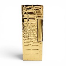 Working Dunhill Lighter 18K Crocodile Pattern Gold Roller Gas Lighter Switzerlan picture
