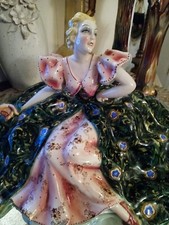 RARE VERY LARGE Vintage Capodimonte - ART DECO Woman Sculpture STUNNING picture