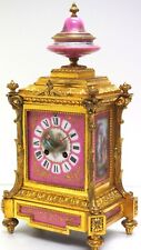 Luxury Art French Antique Mantel Clock – 8-Day Striking Pink Sevres Ormolu C1860 picture