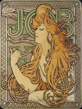 MUCHA JOB Cigarette Paper - RARE Embossed Lithographed Advertising Cardboard picture
