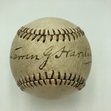 President Warren G. Harding Single Signed Baseball JSA COA The Only One Known picture
