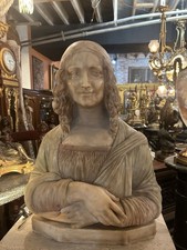 Incredible carved marble Bust  Mona Lisa,  Museum Quality Life Size France 1880 picture