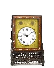 Original Antique Chinese 8 Day Fusee Mother Pear Inlaid Rosewood Bracket Clock picture