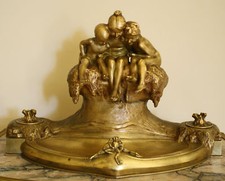 MAGNIFICENT1900S FRENCH ART NOUVEAU BRONZE BY MAX BLONBAT , LISTED ARTIST picture