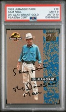 1993 Topps Jurassic Park Alan Grant #19 GOLD Sam Neill Auto 10 PSA 9 INSCRIBED picture