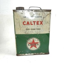 1960's CALTEX MOTOR OIL CAN CONTAINER 1 GAL TIN 11.5x9x3.5