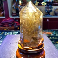 2.88LB Top Natural Rutilated quartz crystal mineral specimen Reiki Decor +stand picture