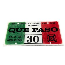 Vintage 1976 Tri Counties Sports Car Club Que Paso Rally XV Plate Sign 30 picture